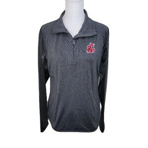 WSU Cougar Quarter Zip Long Sleeve Sweat Jacket Heathered Gray Women's Size M
